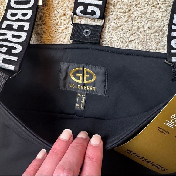 GOLDBERGH WOMEN'S HIGH END SALOPETTE SKI PANTS SKI BIBS BLACK NWT 10 RETRO - Picture 3 of 8